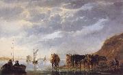 Aelbert Cuyp A Herdsman with Five Cows by a River oil on canvas